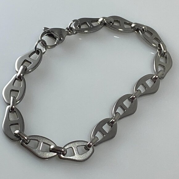 Mariner Coffee Bean Chain Link Bracelet Stainless Steel - Picture 1 of 10